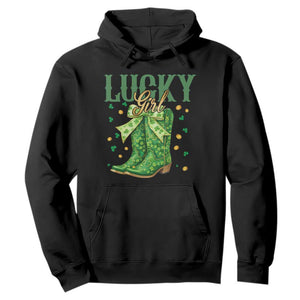 Cowboy St Patrick's Day Hoodie Lucky Girl Boots TS14 Black Print Your Wear