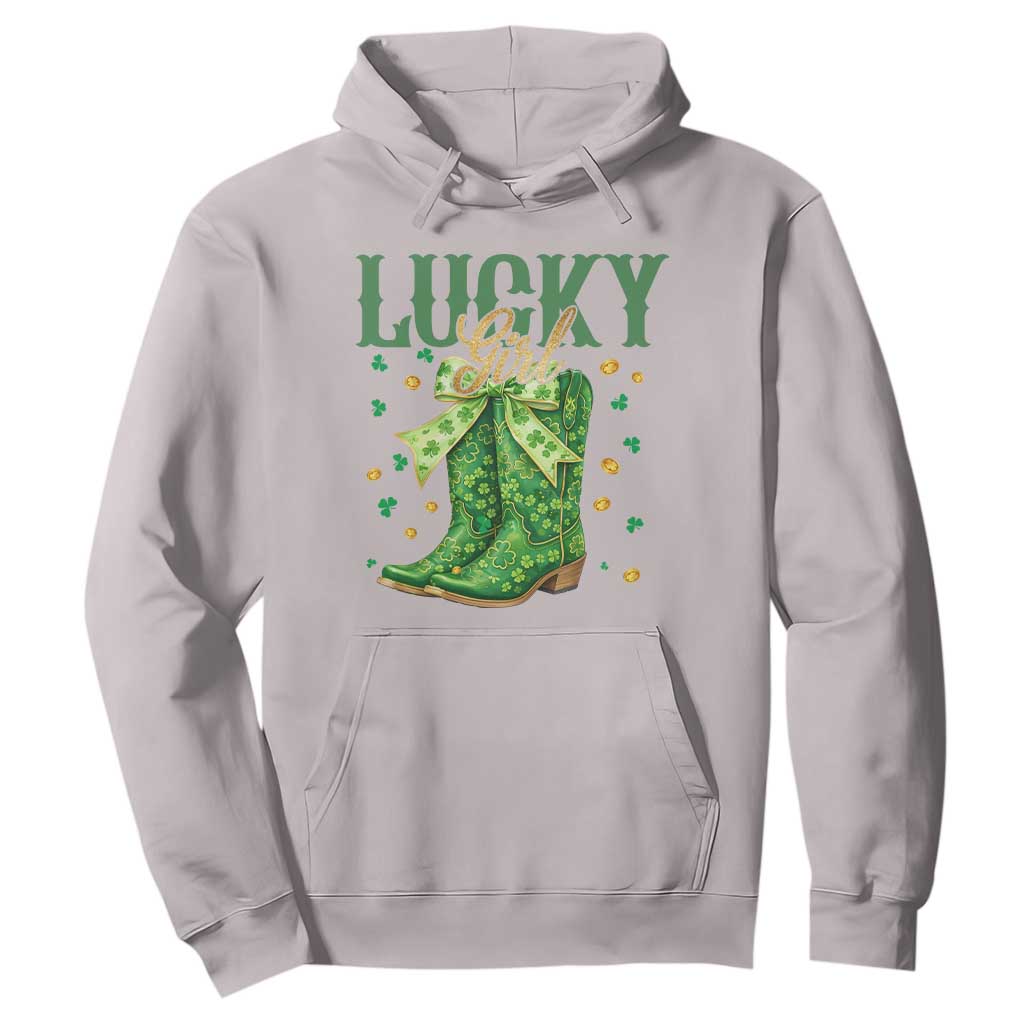 Cowboy St Patrick's Day Hoodie Lucky Girl Boots TS14 Ice Gray Print Your Wear