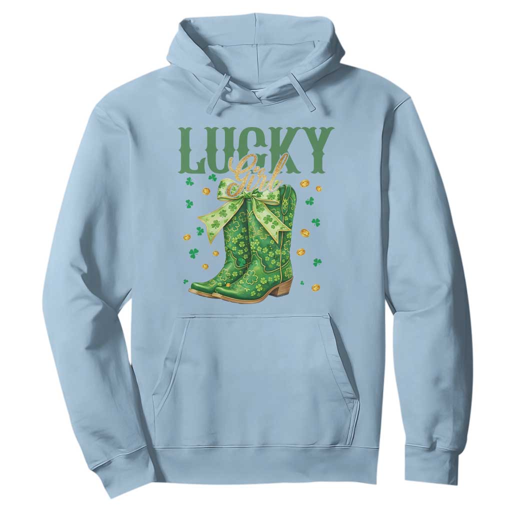 Cowboy St Patrick's Day Hoodie Lucky Girl Boots TS14 Light Blue Print Your Wear