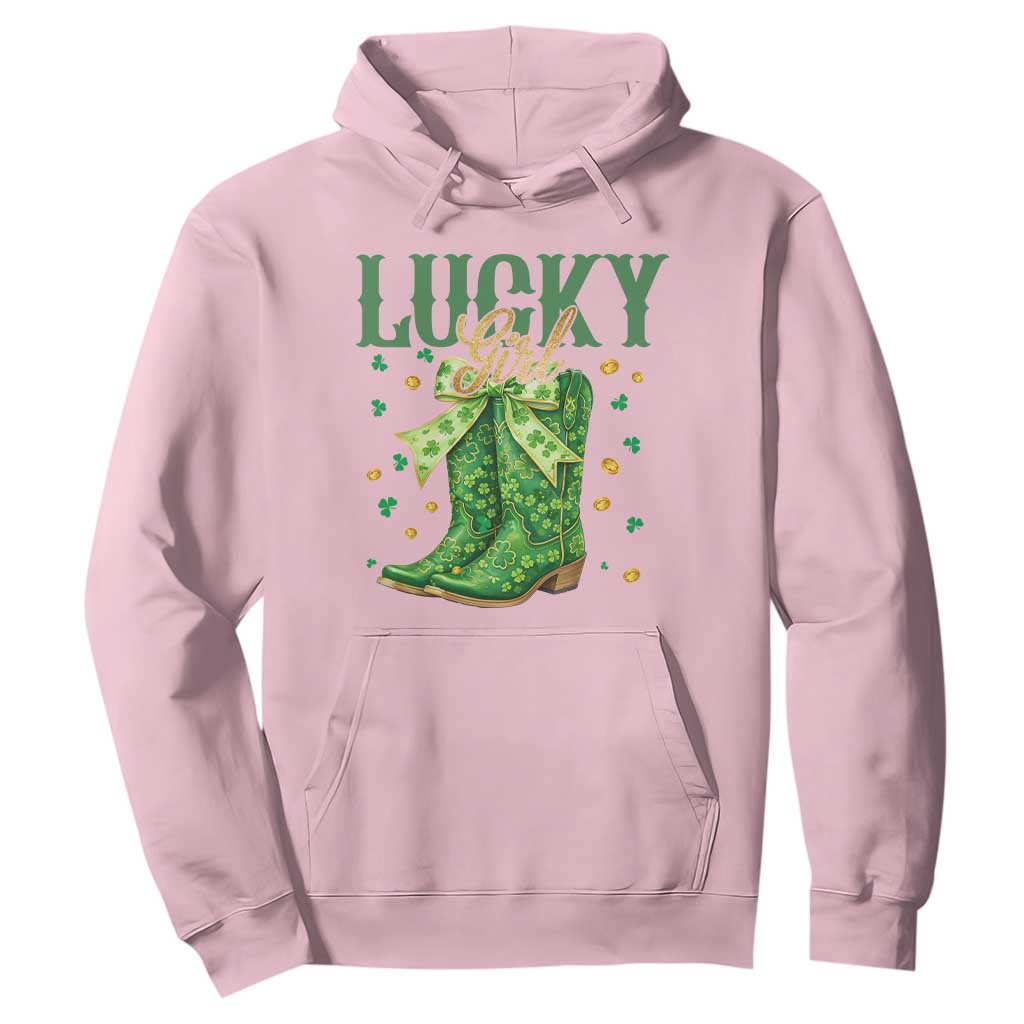 Cowboy St Patrick's Day Hoodie Lucky Girl Boots TS14 Light Pink Print Your Wear
