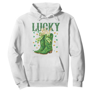 Cowboy St Patrick's Day Hoodie Lucky Girl Boots TS14 White Print Your Wear