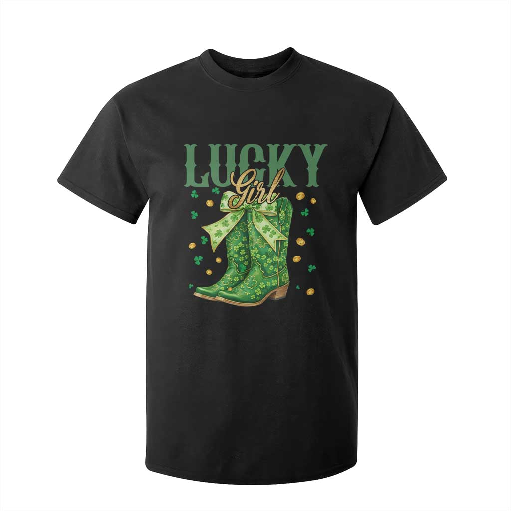 Cowboy St Patrick's Day T Shirt For Kid Lucky Girl Boots TS14 Black Print Your Wear