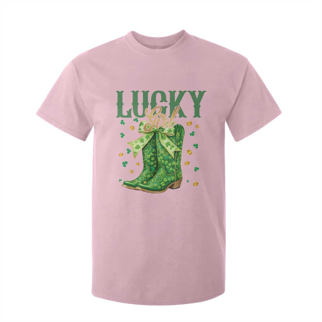Cowboy St Patrick's Day T Shirt For Kid Lucky Girl Boots TS14 Light Pink Print Your Wear