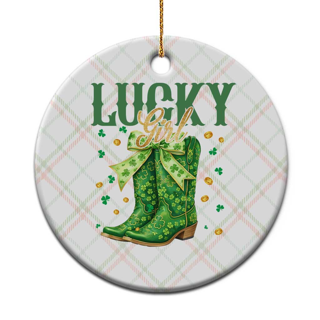 Cowboy St Patrick's Day Ceramic Ornament Lucky Girl Boots TS14 1pc Christmas Plaid Print Your Wear