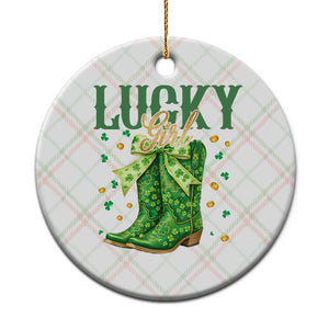 Cowboy St Patrick's Day Ceramic Ornament Lucky Girl Boots TS14 1pc Christmas Plaid Print Your Wear