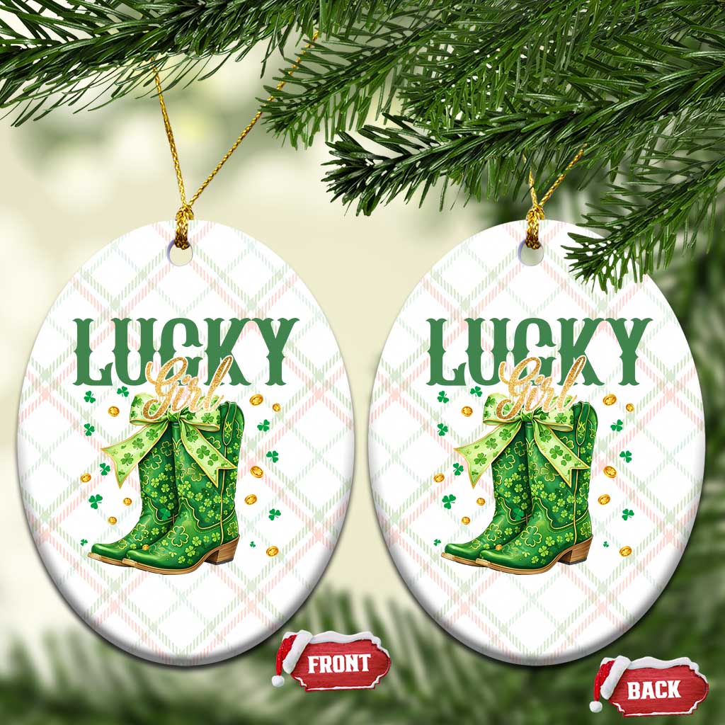 Cowboy St Patrick's Day Ceramic Ornament Lucky Girl Boots TS14 Print Your Wear