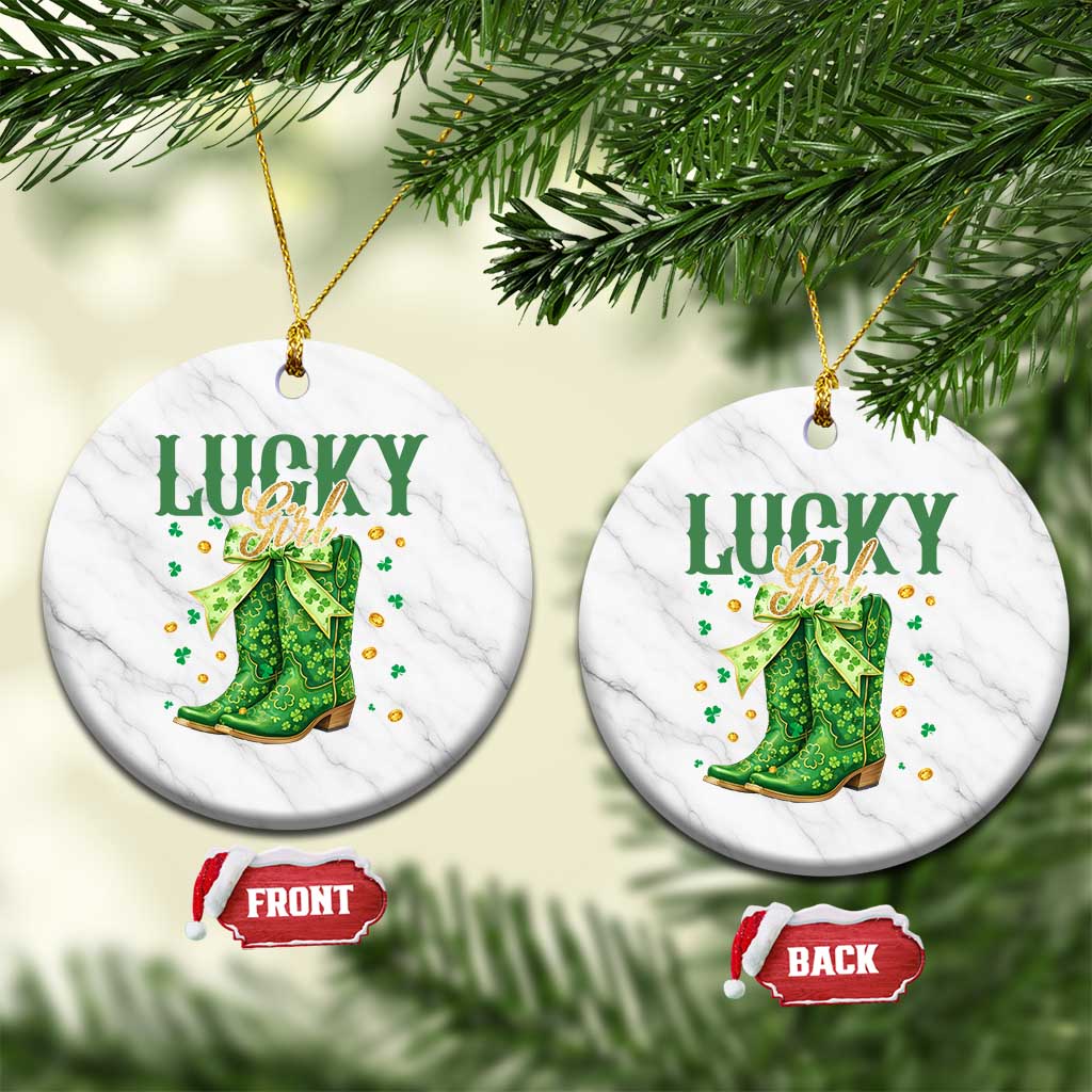 Cowboy St Patrick's Day Ceramic Ornament Lucky Girl Boots TS14 1pc White Marble Print Your Wear
