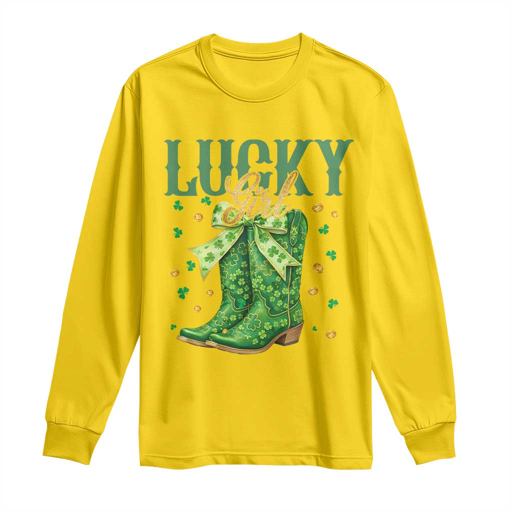 Cowboy St Patricks Day Long Sleeve Shirt - Lucky Girl Boots TS14 Daisy Print Your Wear
