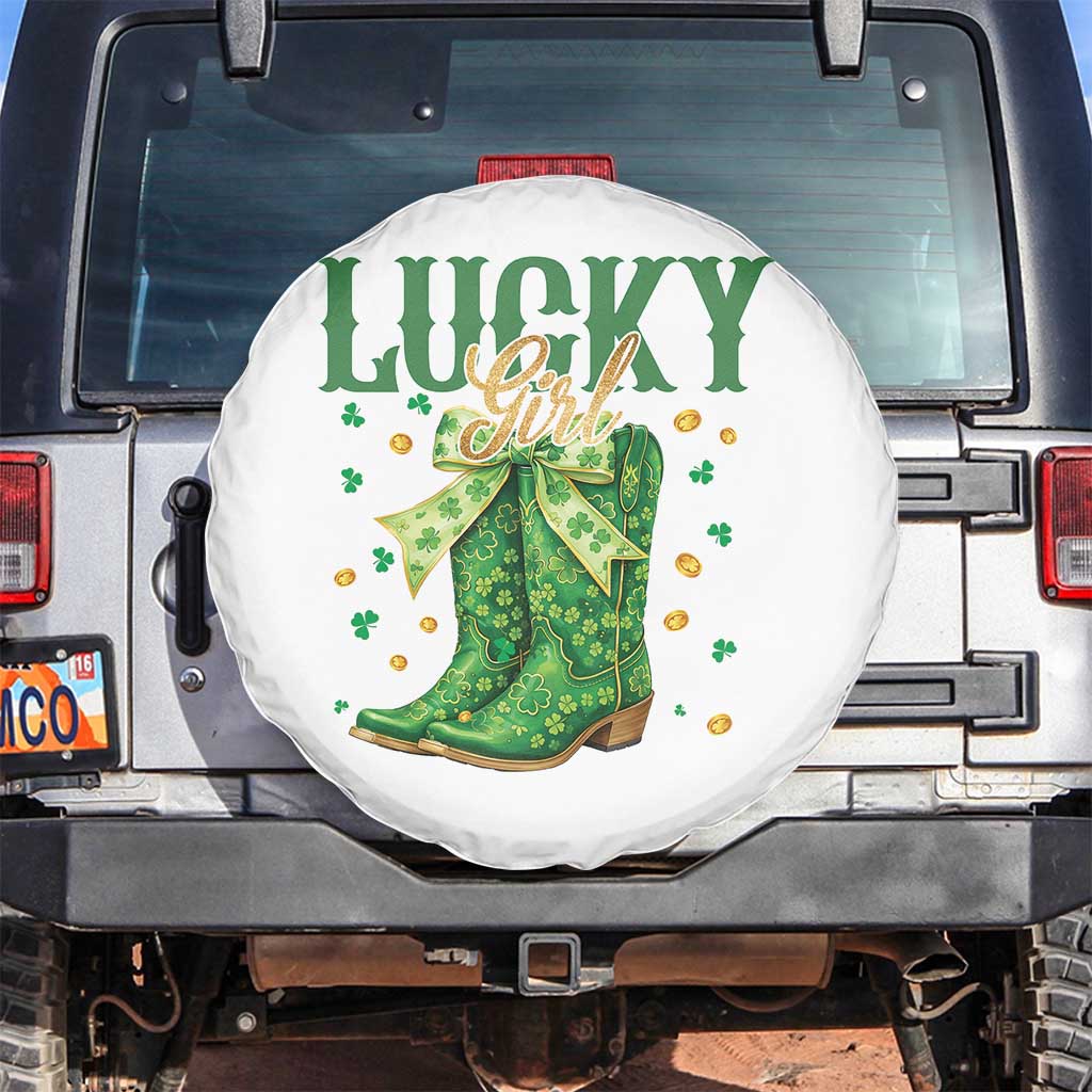 Cowboy St Patrick's Day Spare Tire Cover Lucky Girl Boots TS14 No hole White Print Your Wear