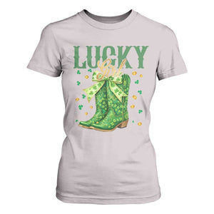 Cowboy St Patrick's Day T Shirt For Women Lucky Girl Boots TS14 Ice Gray Print Your Wear