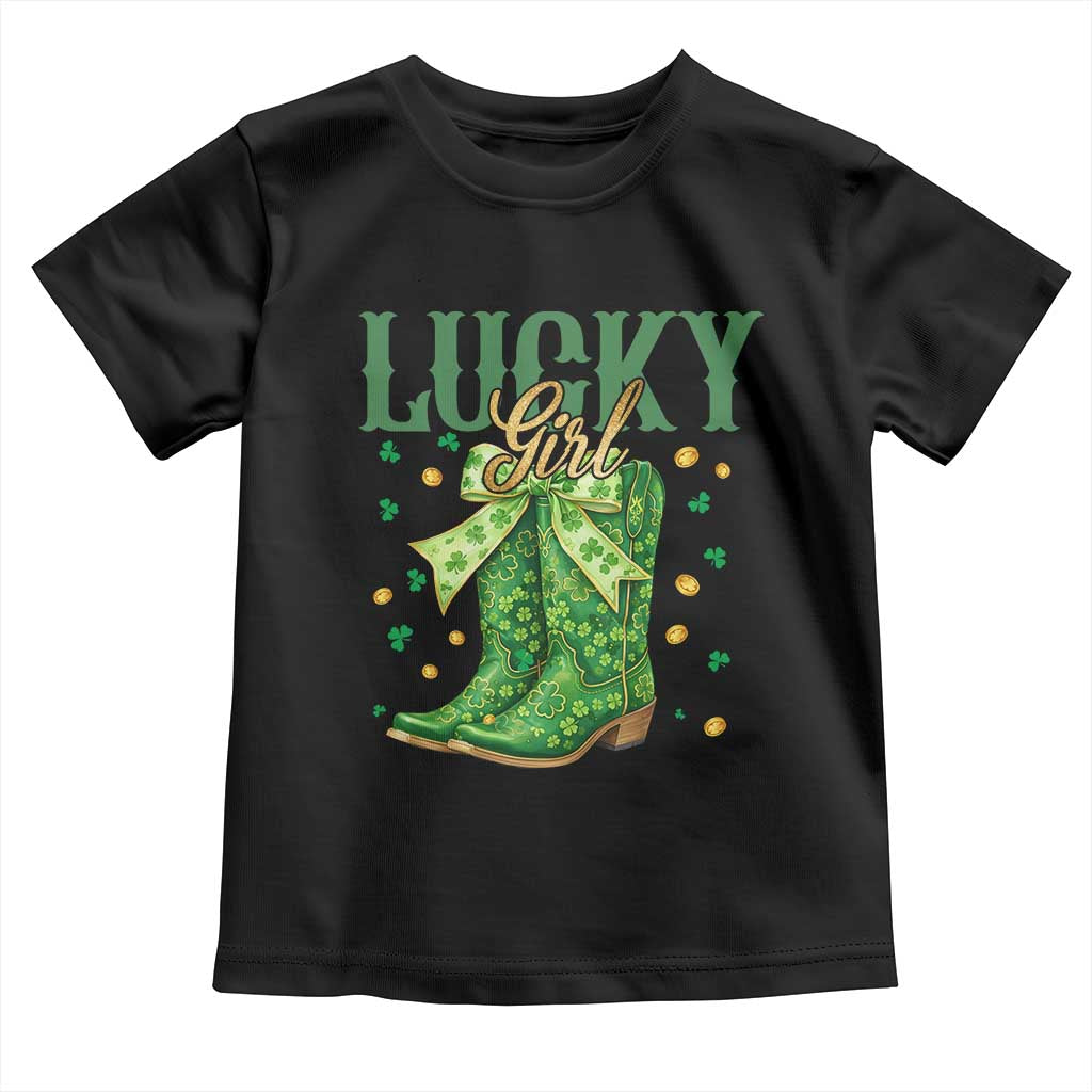 Cowboy St Patrick's Day Toddler T Shirt Lucky Girl Boots TS14 Black Print Your Wear