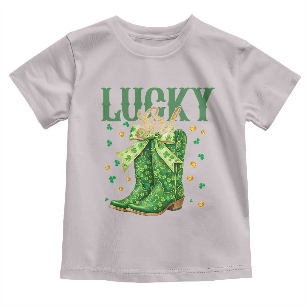 Cowboy St Patrick's Day Toddler T Shirt Lucky Girl Boots TS14 Ice Gray Print Your Wear