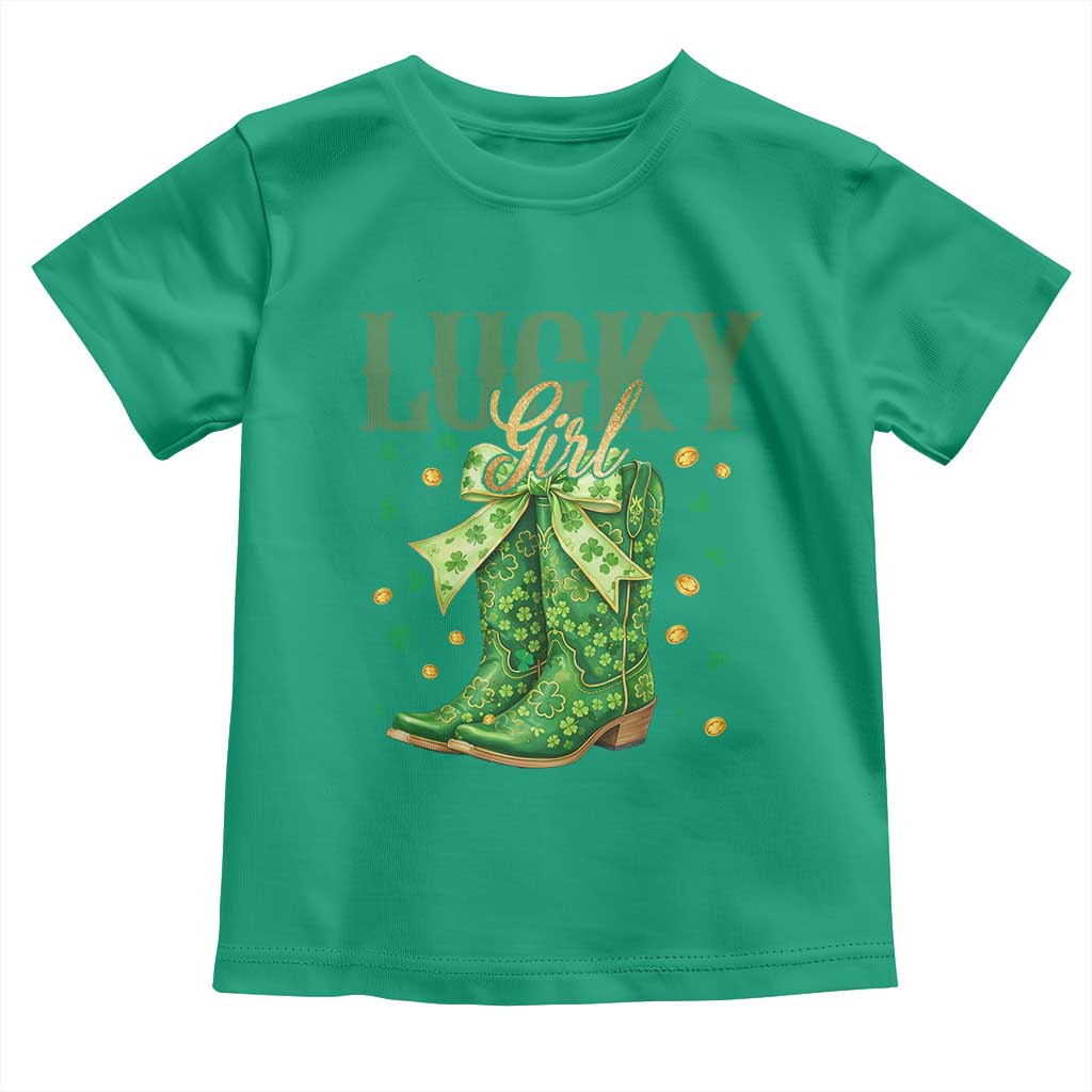 Cowboy St Patrick's Day Toddler T Shirt Lucky Girl Boots TS14 Irish Green Print Your Wear