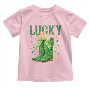 Cowboy St Patrick's Day Toddler T Shirt Lucky Girl Boots TS14 Light Pink Print Your Wear