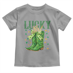 Cowboy St Patrick's Day Toddler T Shirt Lucky Girl Boots TS14 Sport Gray Print Your Wear