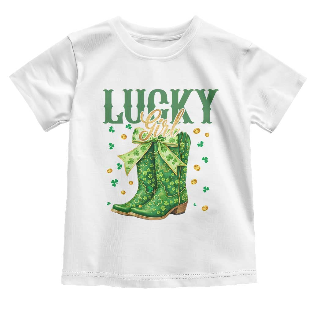 Cowboy St Patrick's Day Toddler T Shirt Lucky Girl Boots TS14 White Print Your Wear