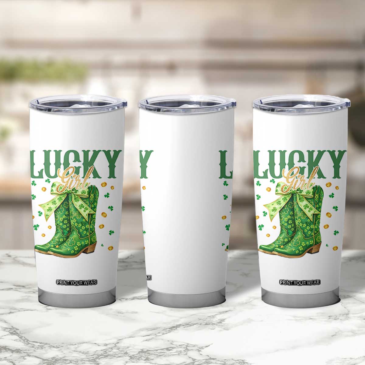 Cowboy St Patrick's Day Tumbler Cup Lucky Girl Boots TS14 Print Your Wear