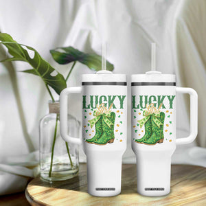 Cowboy St Patrick's Day Tumbler With Handle Lucky Girl Boots TS14 Print Your Wear