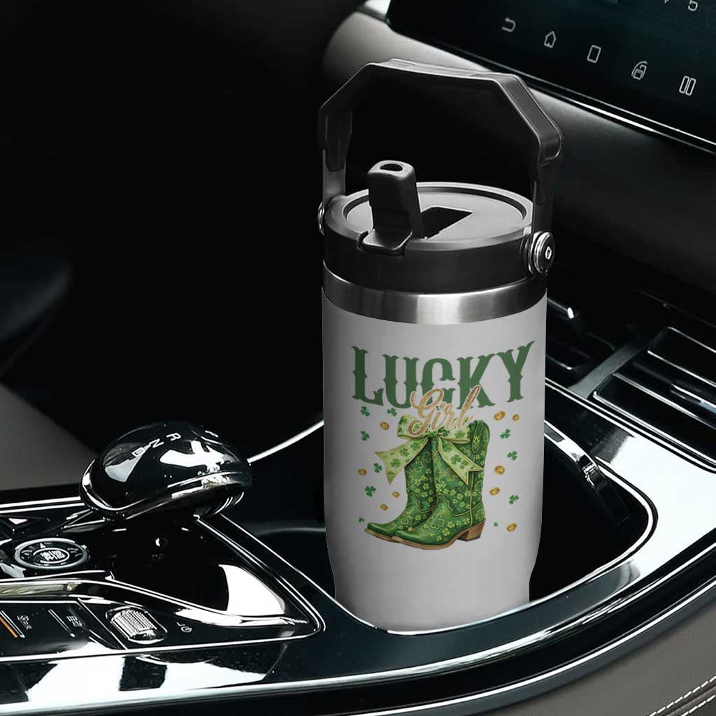Cowboy St Patrick's Day Flip Straw Tumbler Lucky Girl Boots TS14 Print Your Wear