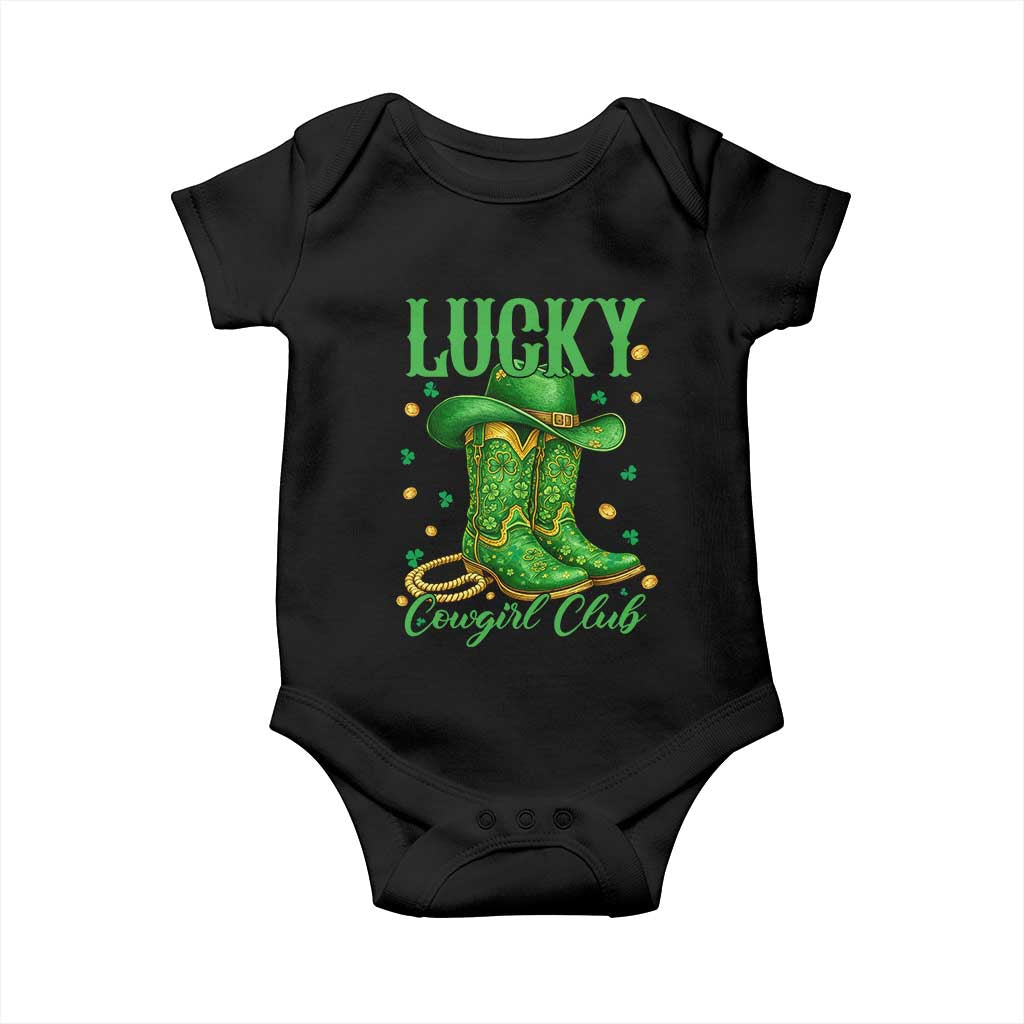 Lucky Cowgirl Club Baby Onesie Western Irish Cowboy St Patrick Day TS14 Black Print Your Wear