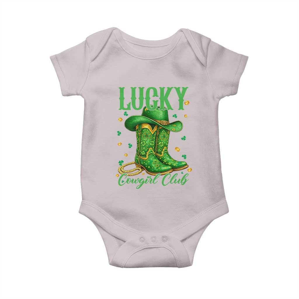 Lucky Cowgirl Club Baby Onesie Western Irish Cowboy St Patrick Day TS14 Ice Gray Print Your Wear