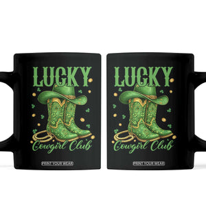 Lucky Cowgirl Club Coffee Mug Western Irish Cowboy St Patrick Day TS14 Black Print Your Wear