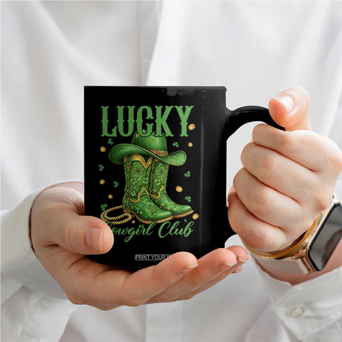 Lucky Cowgirl Club Coffee Mug Western Irish Cowboy St Patrick Day TS14 Print Your Wear