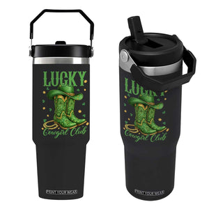 Lucky Cowgirl Club Flip Straw Tumbler Western Irish Cowboy St Patrick Day TS14 One Size: 30 oz Black Print Your Wear