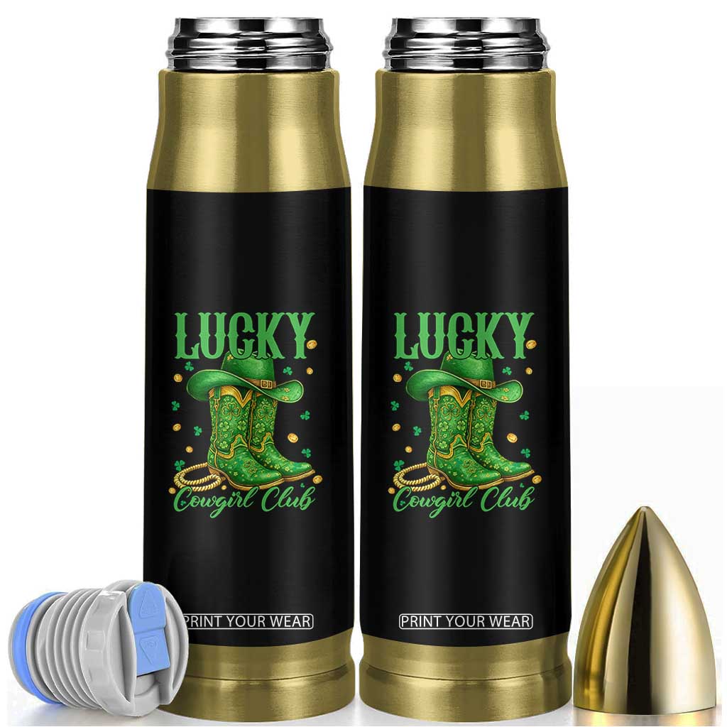 Lucky Cowgirl Club Bullet Tumbler Western Irish Cowboy St Patrick Day TS14 Black Print Your Wear
