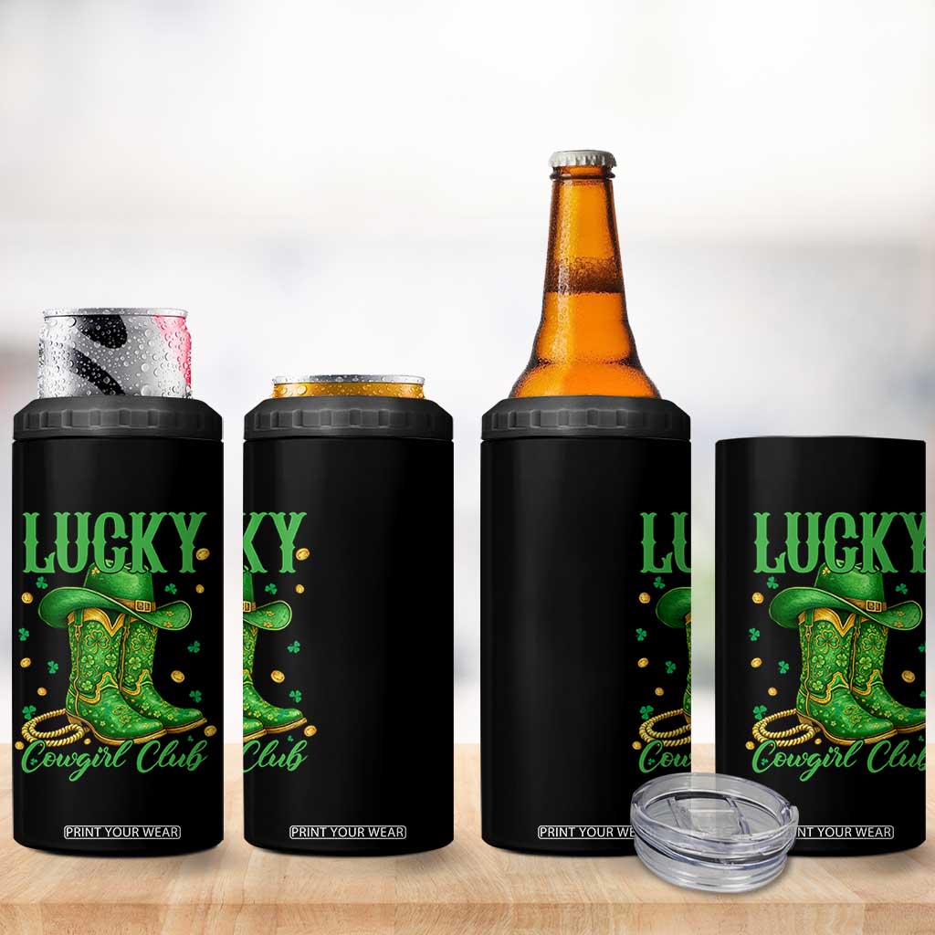 Lucky Cowgirl Club 4 in 1 Can Cooler Tumbler Western Irish Cowboy St Patrick Day TS14 Print Your Wear