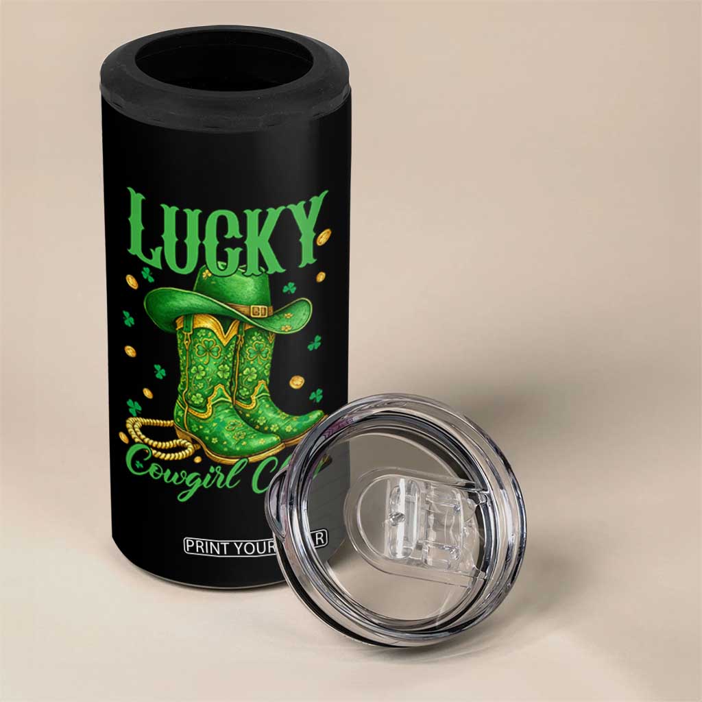Lucky Cowgirl Club 4 in 1 Can Cooler Tumbler Western Irish Cowboy St Patrick Day TS14 Print Your Wear