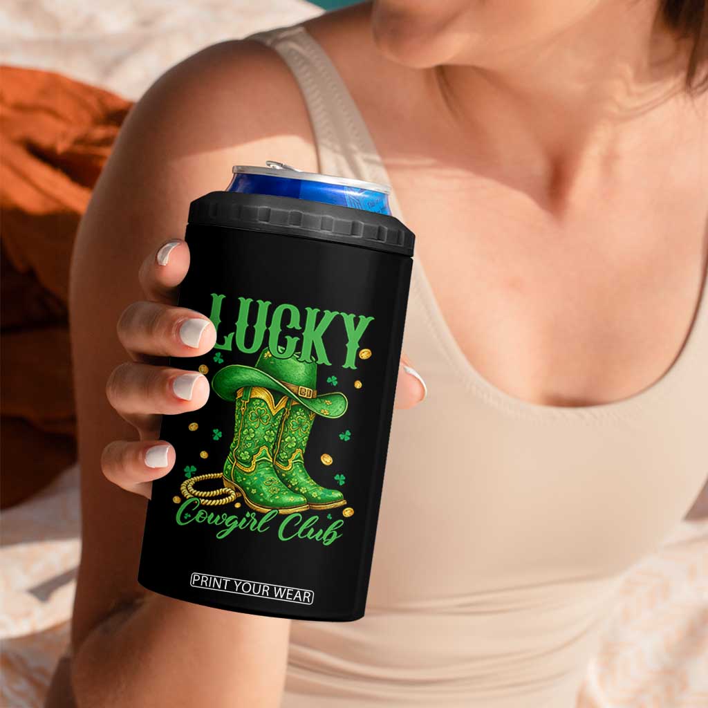 Lucky Cowgirl Club 4 in 1 Can Cooler Tumbler Western Irish Cowboy St Patrick Day TS14 Print Your Wear
