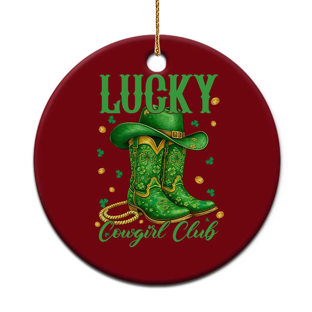 Lucky Cowgirl Club Ceramic Ornament Western Irish Cowboy St Patrick Day TS14 1pc Red Print Your Wear
