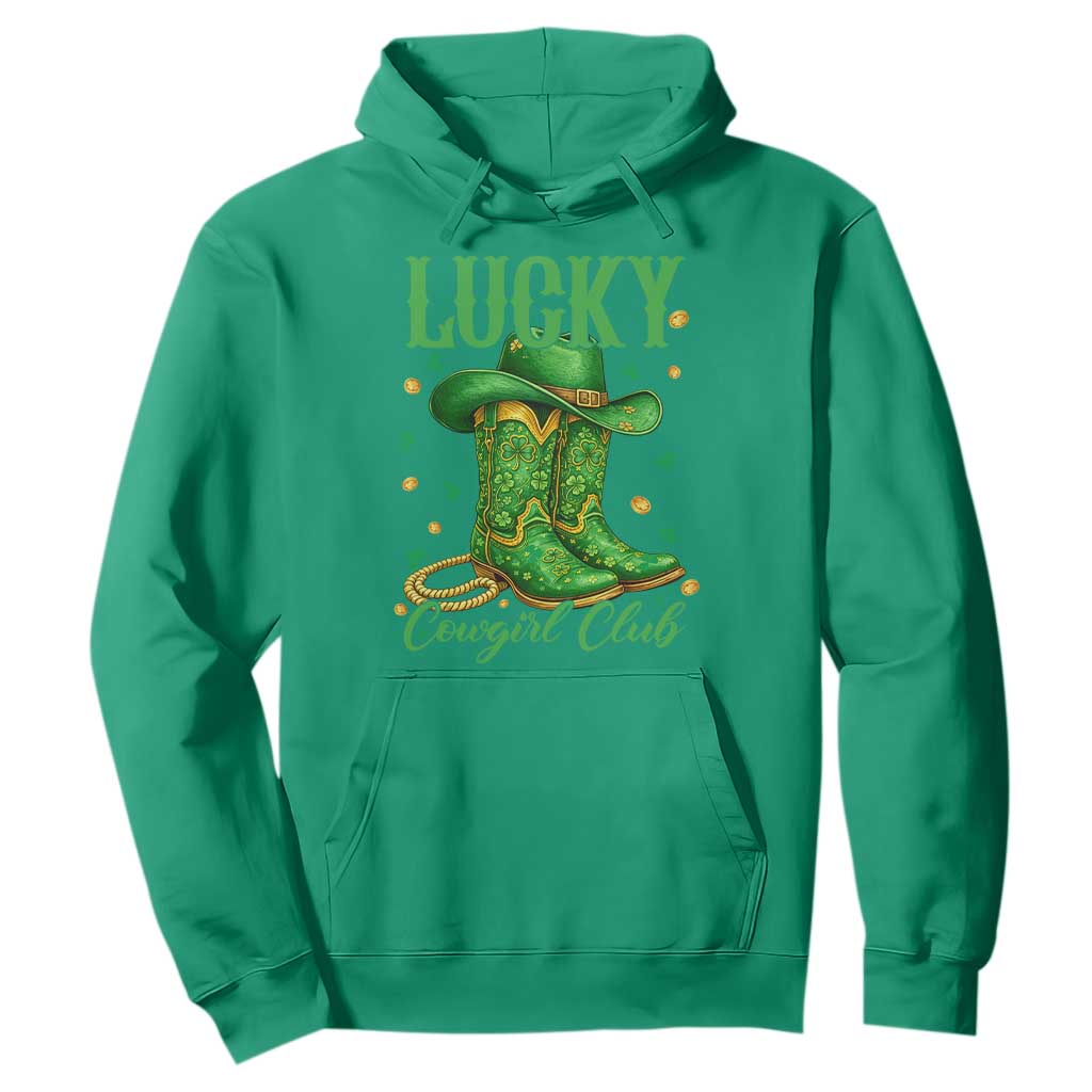 Lucky Cowgirl Club Hoodie Western Irish Cowboy St Patrick Day TS14 Irish Green Print Your Wear