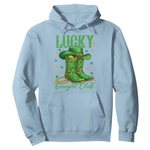 Lucky Cowgirl Club Hoodie Western Irish Cowboy St Patrick Day TS14 Light Blue Print Your Wear