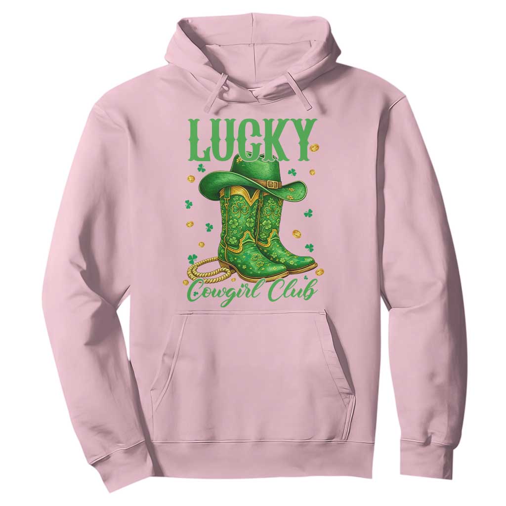 Lucky Cowgirl Club Hoodie Western Irish Cowboy St Patrick Day TS14 Light Pink Print Your Wear