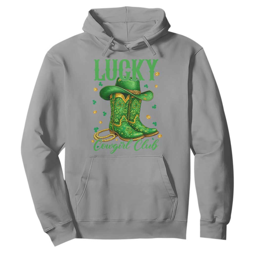 Lucky Cowgirl Club Hoodie Western Irish Cowboy St Patrick Day TS14 Sport Gray Print Your Wear