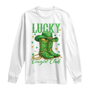 Lucky Cowgirl Club Long Sleeve Shirt Western Irish Cowboy St Patrick Day TS14 White Print Your Wear