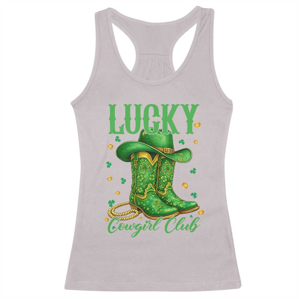 Lucky Cowgirl Club Racerback Tank Top Western Irish Cowboy St Patrick Day TS14 Ice Gray Print Your Wear