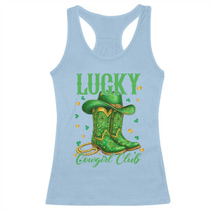 Lucky Cowgirl Club Racerback Tank Top Western Irish Cowboy St Patrick Day TS14 Light Blue Print Your Wear