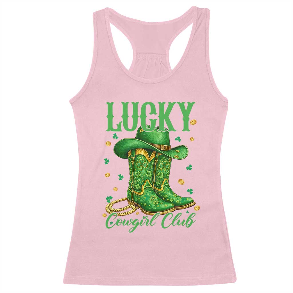 Lucky Cowgirl Club Racerback Tank Top Western Irish Cowboy St Patrick Day TS14 Light Pink Print Your Wear