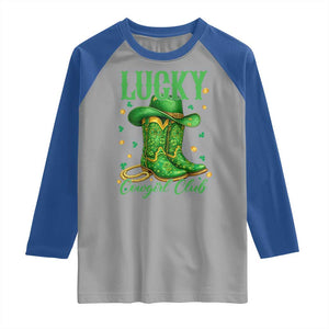 Lucky Cowgirl Club Raglan Shirt Western Irish Cowboy St Patrick Day TS14 Sport Gray Royal Print Your Wear