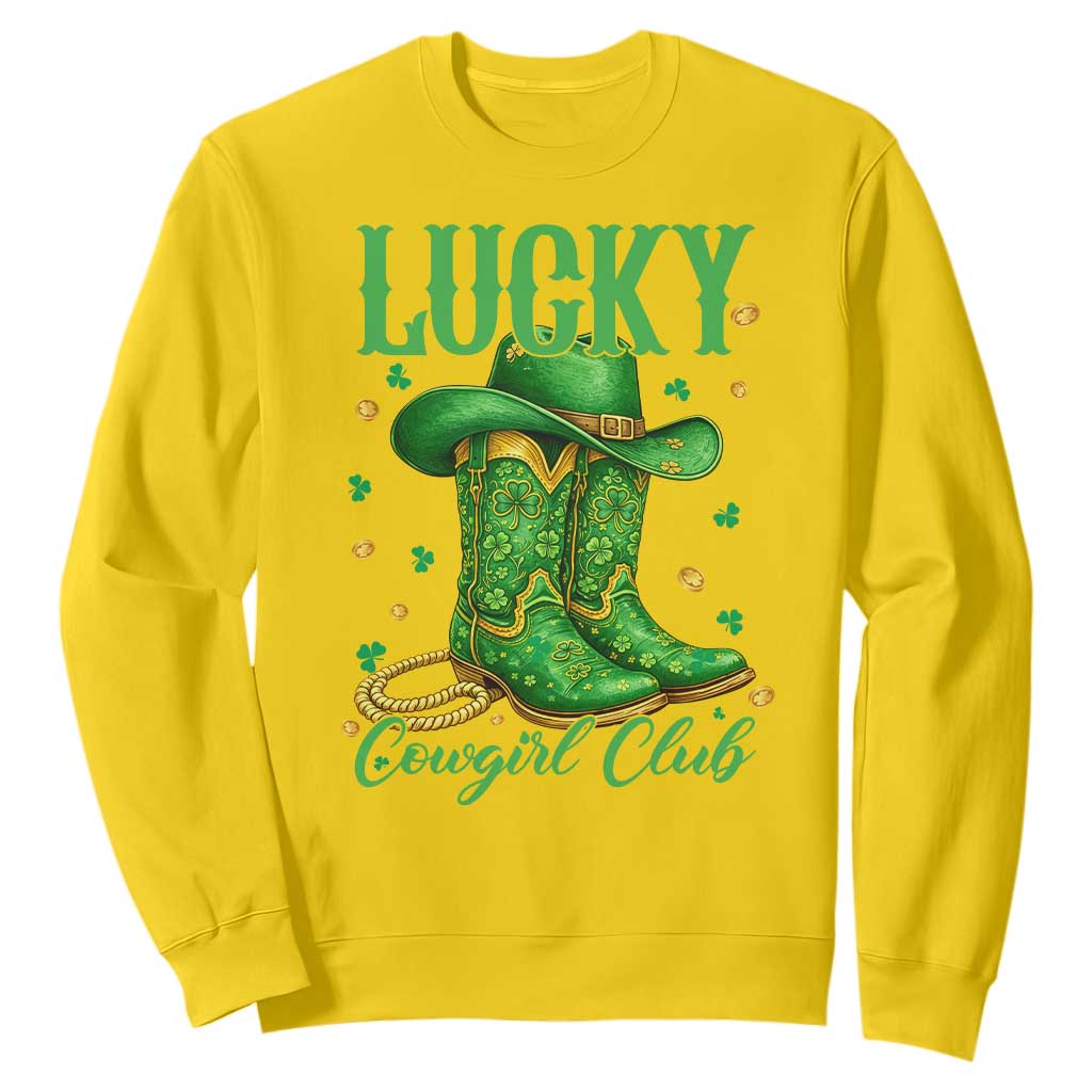Lucky Cowgirl Club Sweatshirt Western Irish Cowboy St Patrick Day TS14 Daisy Print Your Wear