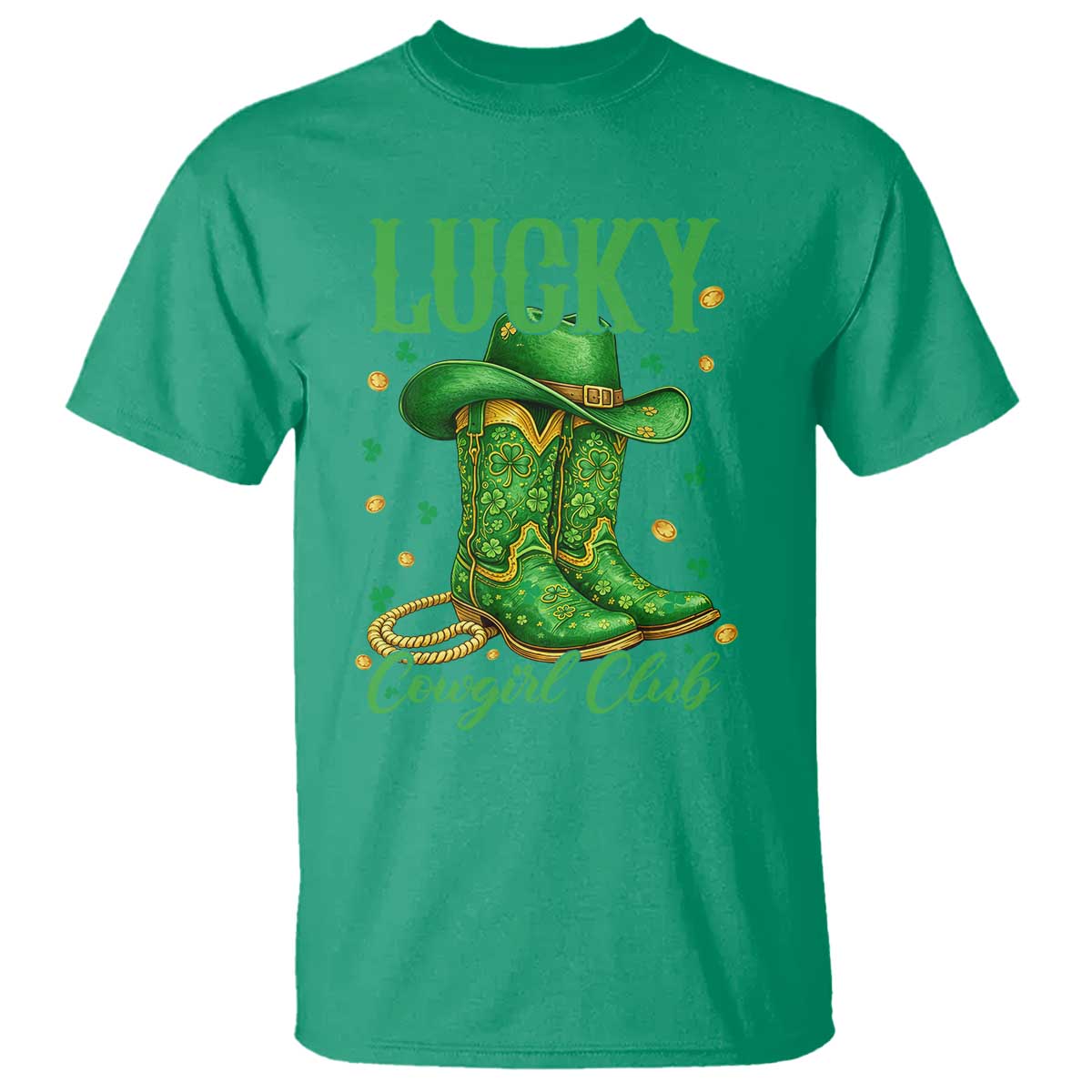 Lucky Cowgirl Club T Shirt Western Irish Cowboy St Patrick Day TS14 Irish Green Print Your Wear