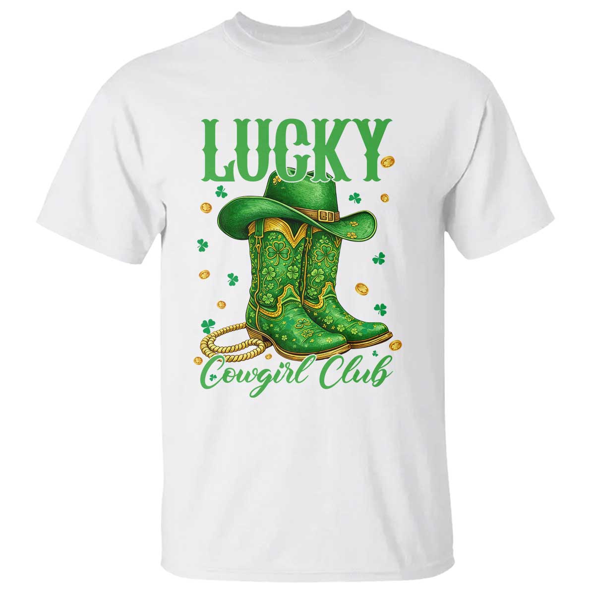 Lucky Cowgirl Club T Shirt Western Irish Cowboy St Patrick Day TS14 White Print Your Wear