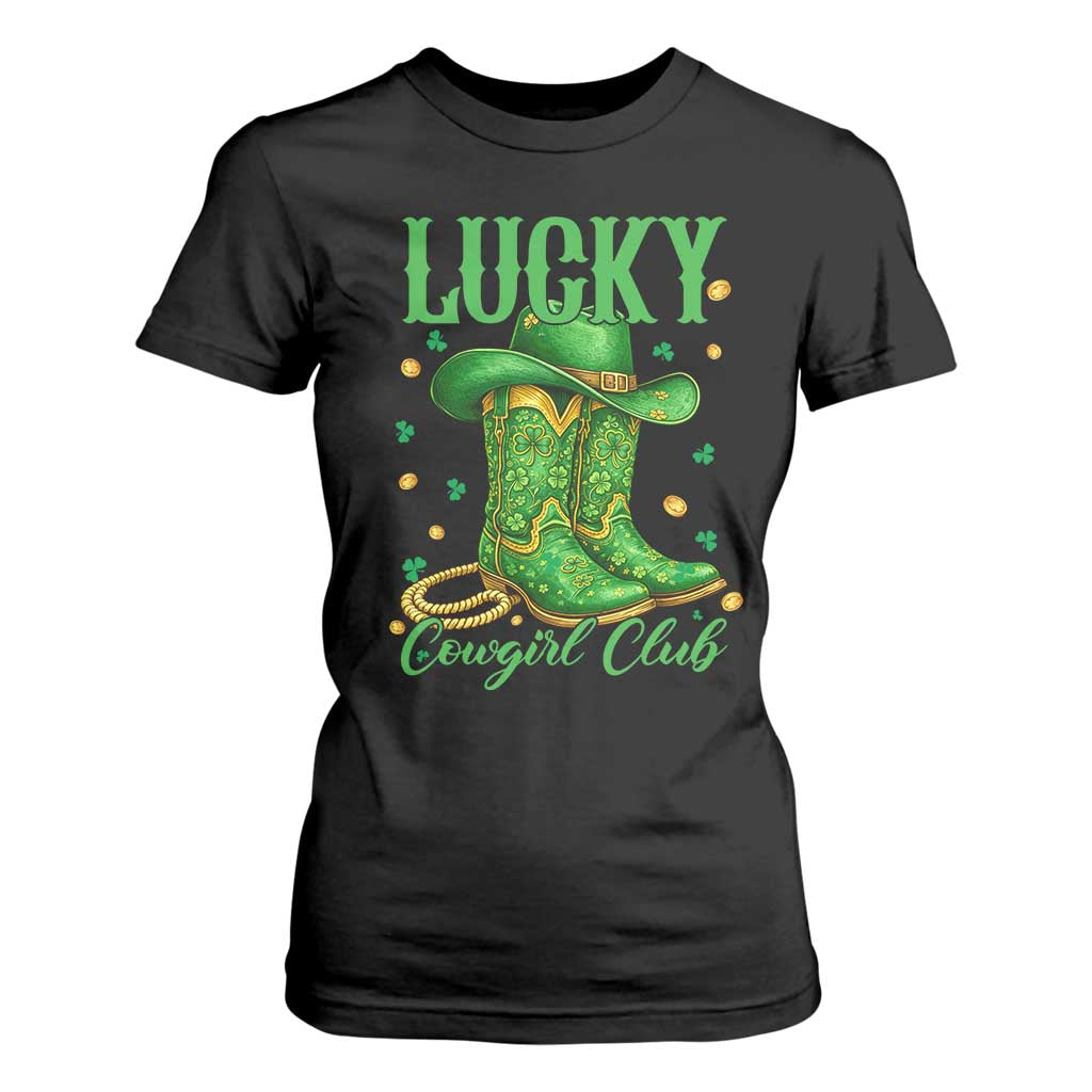Lucky Cowgirl Club T Shirt For Women Western Irish Cowboy St Patrick Day TS14 Black Print Your Wear