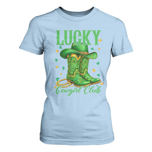 Lucky Cowgirl Club T Shirt For Women Western Irish Cowboy St Patrick Day TS14 Light Blue Print Your Wear