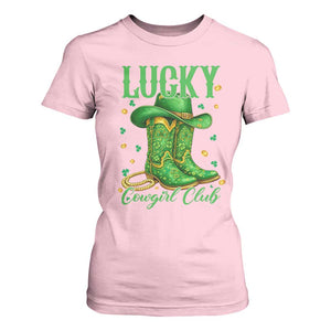 Lucky Cowgirl Club T Shirt For Women Western Irish Cowboy St Patrick Day TS14 Light Pink Print Your Wear