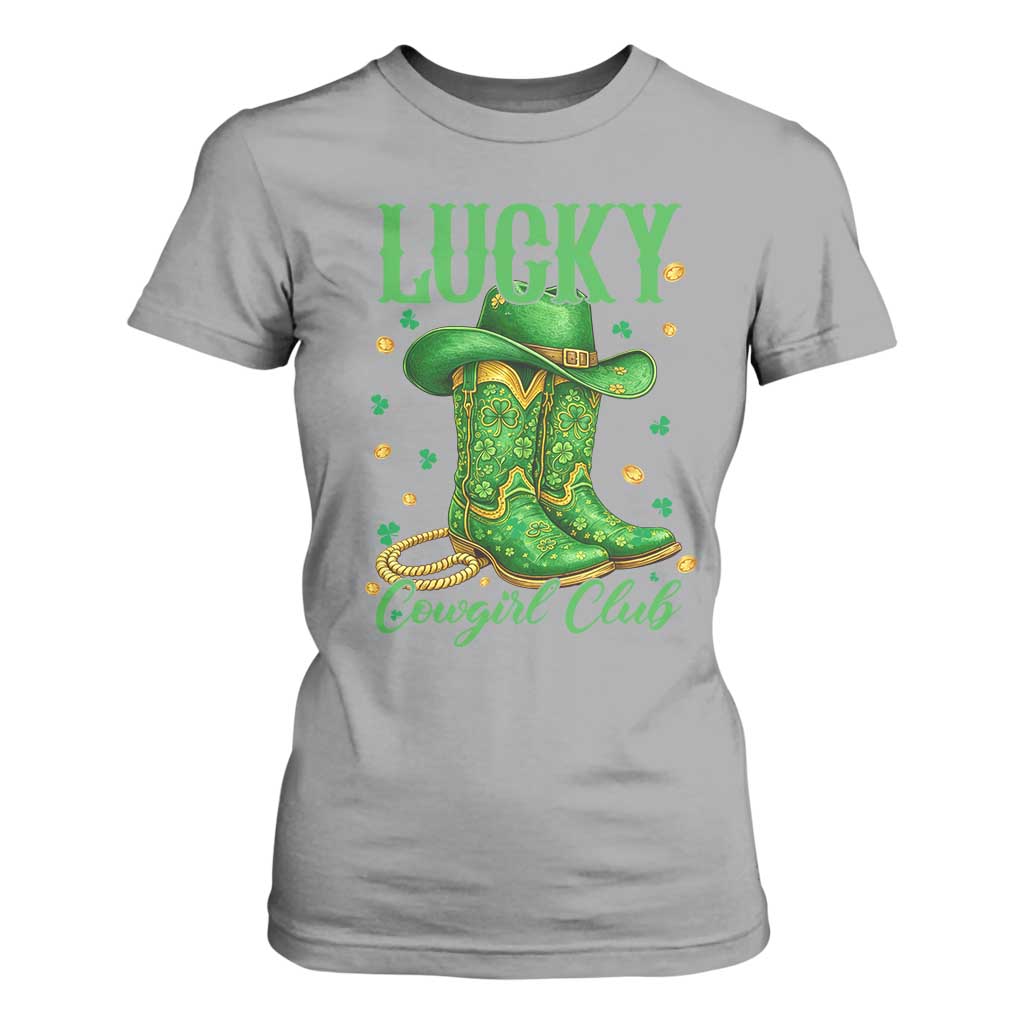 Lucky Cowgirl Club T Shirt For Women Western Irish Cowboy St Patrick Day TS14 Sport Gray Print Your Wear