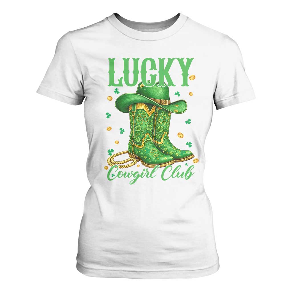 Lucky Cowgirl Club T Shirt For Women Western Irish Cowboy St Patrick Day TS14 White Print Your Wear